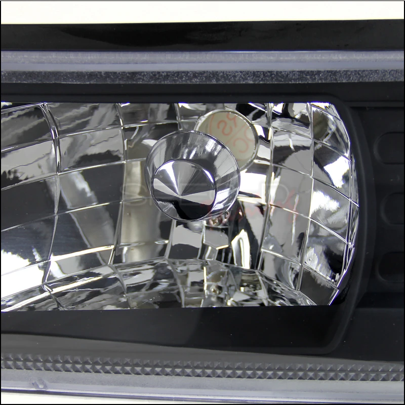 1987-1993 Ford Mustang 1PC Headlights + Corner Set - Black 3 1987-1993 Ford Mustang 1PC Headlights + Corner Set - Black - Image 3