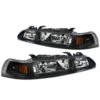1990-1993 Acura Integra Headlights W/ Corner Signal Lamp 1 Piece Design - Black Housing