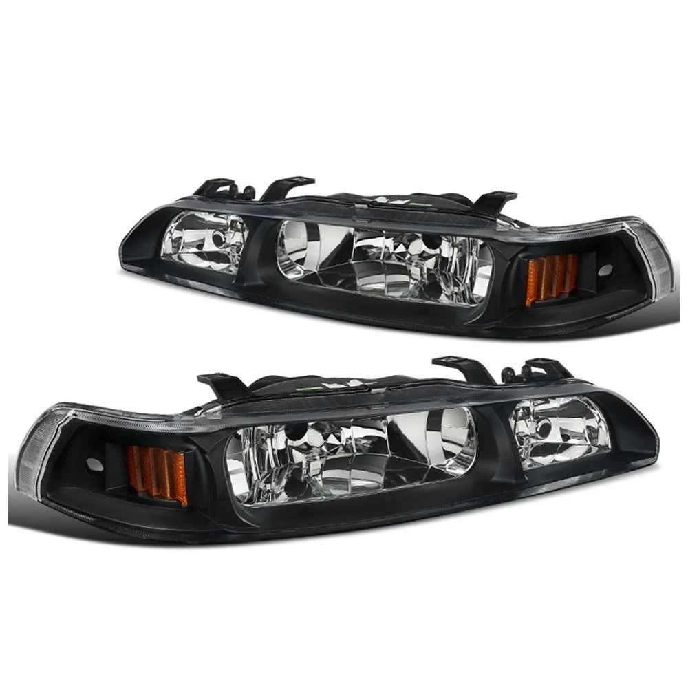 1990-1993 Acura Integra Headlights W/ Corner Signal Lamp 1 Piece Design - Black Housing 1 1990-1993 Acura Integra Headlights W/ Corner Signal Lamp 1 Piece Design - Black Housing