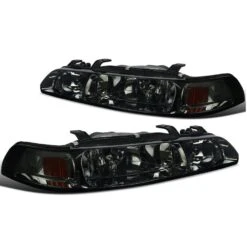 1990-1993 Acura Integra Headlights W/ Corner Signal Lamp 1 Piece Design - Smoked Housing