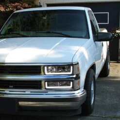 1994-1998 GMC C/K C10 Sierra Yukon OE-Style Headlights W/ LED DRL Bar + Corner/Side Marker Lights - Smoked Lens -High-Efficiency Car Light Store 1994 1998 gmc c k c10 sierra yukon oe style headlights w led drl bar corner side marker lights smoked lens 125