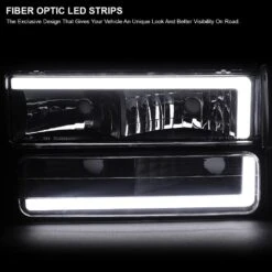 1994-1998 GMC C/K Sierra / Yukon Reflector Headlights W/ LED Running Light Tube - Black Housing -High-Efficiency Car Light Store 1994 1998 gmc c k sierra yukon reflector headlights w led running light tube black housing 22