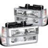 1994-1998 GMC C/K Sierra / Yukon Reflector Headlights W/ LED Running Light Tube - Chrome Housing