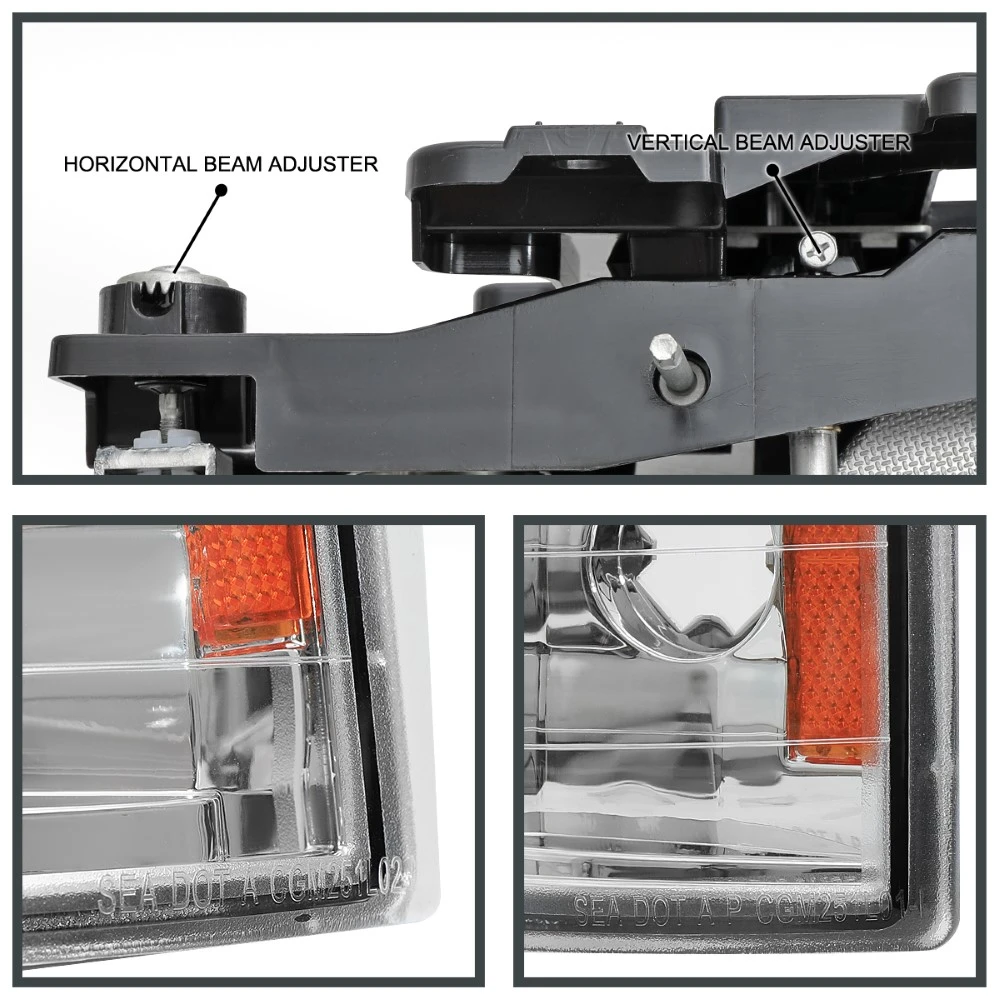 1994-1998 GMC C/K Sierra / Yukon Reflector Headlights W/ LED Running Light Tube - Chrome Housing 8 1994-1998 GMC C/K Sierra / Yukon Reflector Headlights W/ LED Running Light Tube - Chrome Housing - Image 8