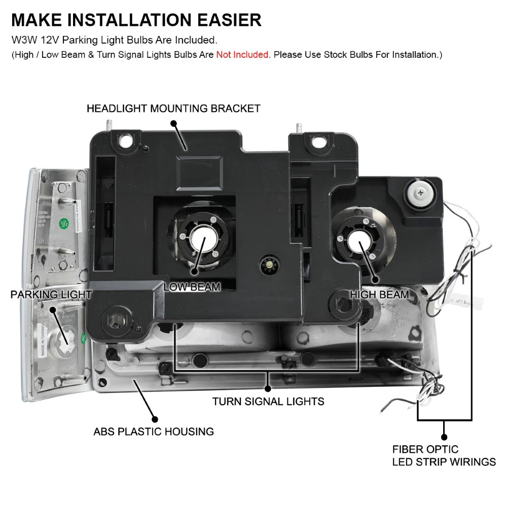 1994-1998 GMC C/K Sierra / Yukon Reflector Headlights W/ LED Running Light Tube - Chrome Housing W/ Smoked Lens 3 1994-1998 GMC C/K Sierra / Yukon Reflector Headlights W/ LED Running Light Tube - Chrome Housing W/ Smoked Lens - Image 3