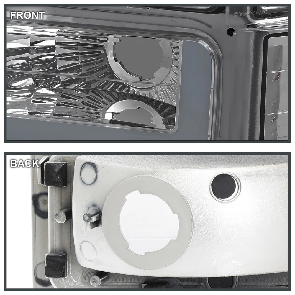 1994-1998 GMC C/K Sierra / Yukon Reflector Headlights W/ LED Running Light Tube - Chrome Housing W/ Smoked Lens 6 1994-1998 GMC C/K Sierra / Yukon Reflector Headlights W/ LED Running Light Tube - Chrome Housing W/ Smoked Lens - Image 6