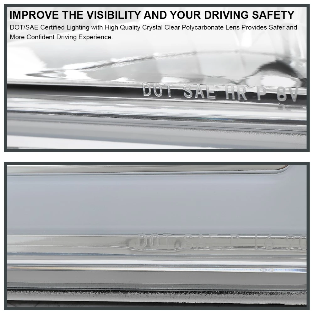 1994-1998 GMC C/K Sierra / Yukon Reflector Headlights W/ LED Running Light Tube - Chrome Housing W/ Smoked Lens 7 1994-1998 GMC C/K Sierra / Yukon Reflector Headlights W/ LED Running Light Tube - Chrome Housing W/ Smoked Lens - Image 7