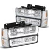 1994-1998 GMC C10 C/K Suburban Headlights+Bumper+Corner Lamps W/LED Bars - Chrome