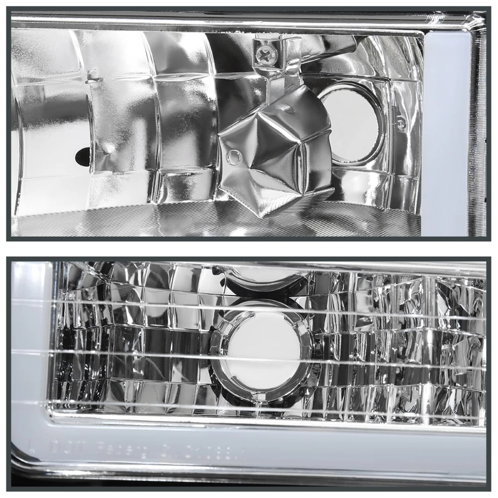 1994-1998 GMC C10 C/K Suburban Headlights+Bumper+Corner Lamps W/LED Bars - Chrome 4 1994-1998 GMC C10 C/K Suburban Headlights+Bumper+Corner Lamps W/LED Bars - Chrome - Image 4