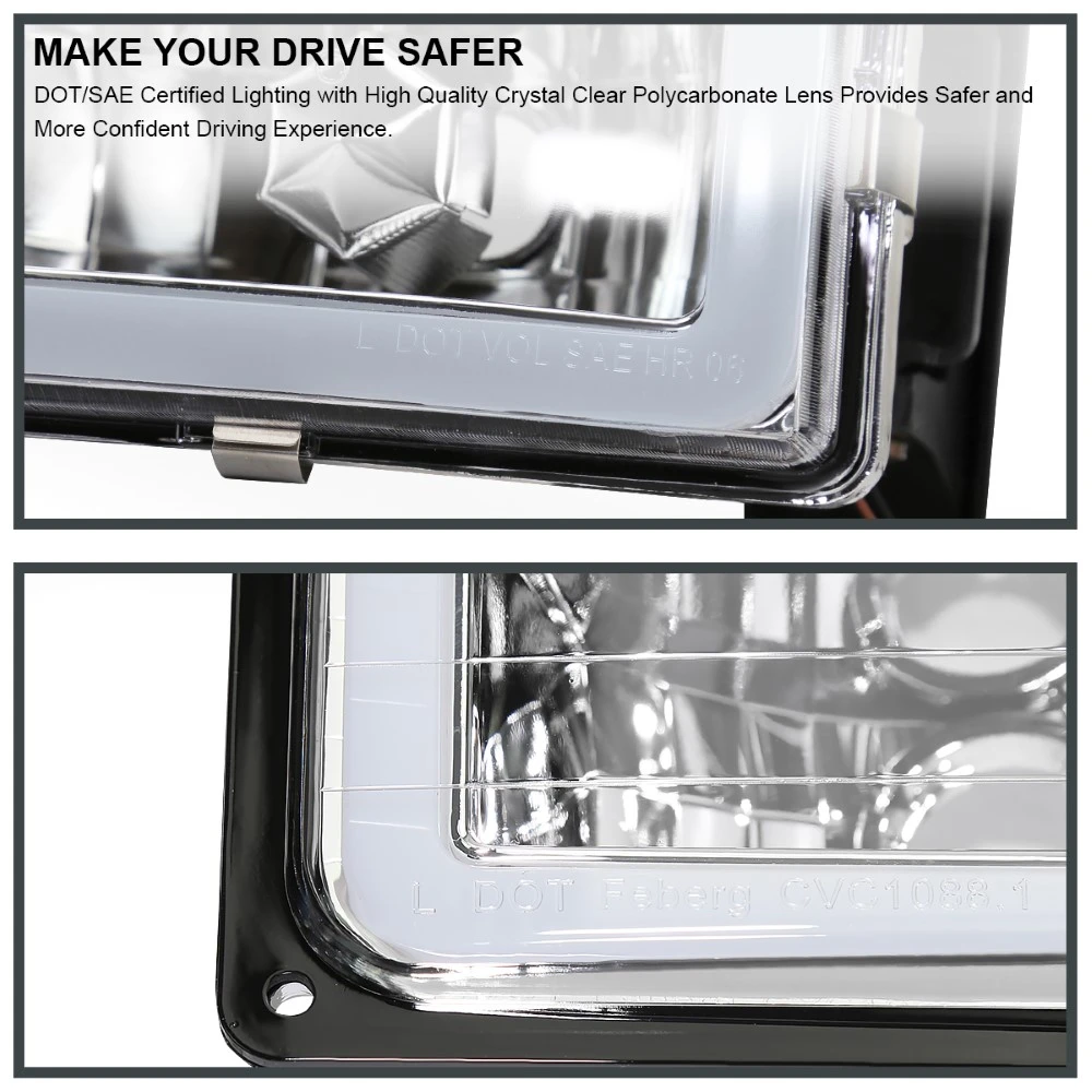 1994-1998 GMC C10 C/K Suburban Headlights+Bumper+Corner Lamps W/LED Bars - Chrome 5 1994-1998 GMC C10 C/K Suburban Headlights+Bumper+Corner Lamps W/LED Bars - Chrome - Image 5