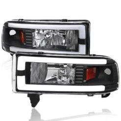 1994-2001 Dodge Ram 1500 2500 3500 LED Tube Reflector Headlights - Black Housing