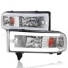 1994-2001 Dodge Ram 1500 2500 3500 LED Tube Reflector Headlights - Chrome Housing