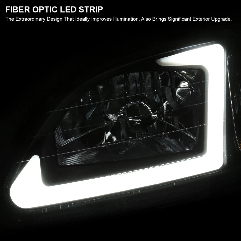 1996-1998 Honda Civic Sedan Reflector Headlights W/ LED DRL Strip - Smoked Lens 4 1996-1998 Honda Civic Sedan Reflector Headlights W/ LED DRL Strip - Smoked Lens - Image 4