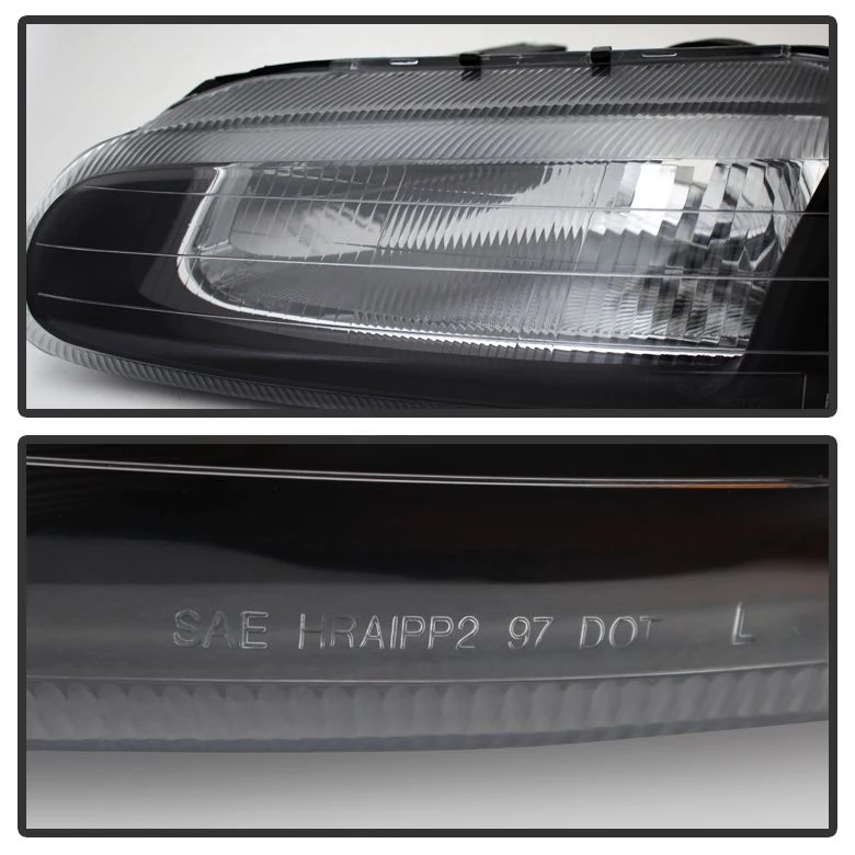 1996-2000 Chrysler Sebring Convertible Replacement Crystal Headlights - Black 2 1996-2000 Chrysler Sebring Convertible Replacement Crystal Headlights - Black - Image 2