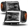 1997-2000 Toyota Tacoma OE-Style Reflector Headlights W/ LED Bar + Corner Side Marker Lights - Black Housing