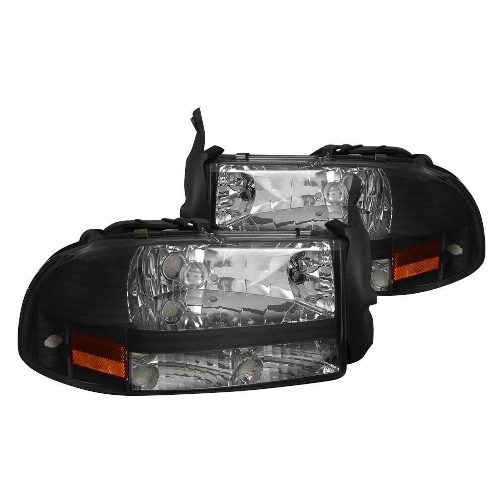 1997-2004 Dodge Dakota/Durango 1PC Reflector Headlight - Black Housing 1 1997-2004 Dodge Dakota/Durango 1PC Reflector Headlight - Black Housing
