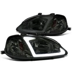 1999-2000 Civic OE-Style Headlights W/ LED DRL Bar - Smoked Lens