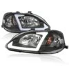 1999-2000 Honda Civic EJ/EK OE-Style Headlights W/ LED Tube - Black Housing