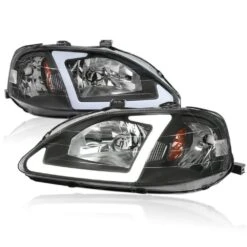 1999-2000 Honda Civic EJ/EK OE-Style Headlights W/ LED Tube - Black Housing
