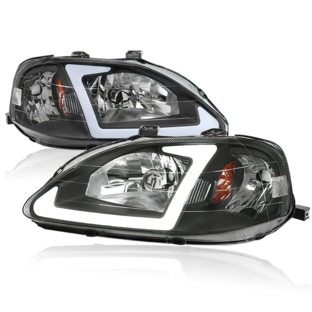 1999-2000 Honda Civic EJ/EK OE-Style Headlights W/ LED Tube - Black Housing 1 1999-2000 Honda Civic EJ/EK OE-Style Headlights W/ LED Tube - Black Housing