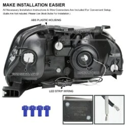 1999-2000 Honda Civic EJ/EK OE-Style Headlights W/ LED Tube - Black Housing 11 1999-2000 Honda Civic EJ/EK OE-Style Headlights W/ LED Tube - Black Housing -High-Efficiency Car Light Store 1999 2000 honda civic ej ek oe style headlights w led tube black housing 85