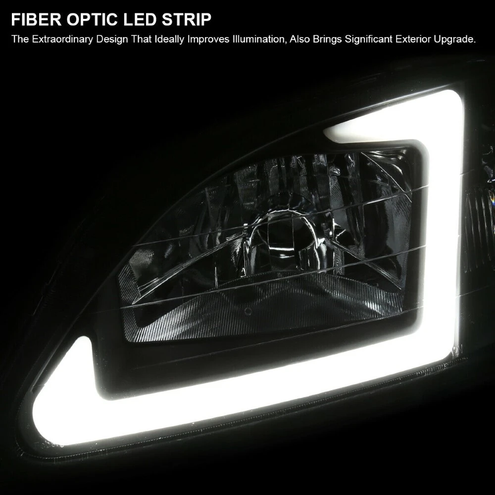 1999-2000 Honda Civic EJ/EK OE-Style Headlights W/ LED Tube - Black Housing 4 1999-2000 Honda Civic EJ/EK OE-Style Headlights W/ LED Tube - Black Housing - Image 4