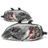 1999-2000 Honda Civic Factory Style Crystal Headlights - Chrome