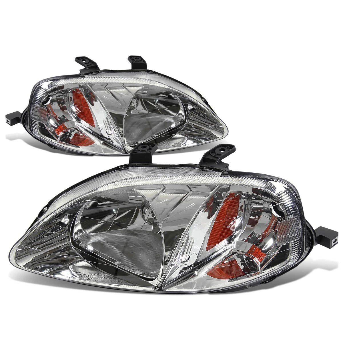 1999-2000 Honda Civic Factory Style Crystal Headlights - Chrome 1 1999-2000 Honda Civic Factory Style Crystal Headlights - Chrome