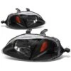 1999-2000 Honda Civic JDM Style Crystal Headlights - Black