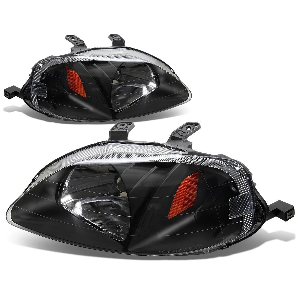 1999-2000 Honda Civic JDM Style Crystal Headlights - Black 1 1999-2000 Honda Civic JDM Style Crystal Headlights - Black