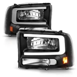 1999-2004 For Ford F250/F350 Superduty Excursion LED Bar Headlights - Black