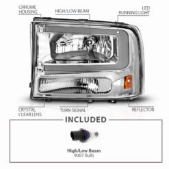 1999-2004 For Ford F250/F350 Superduty Excursion LED Bar Headlights - Chrome -High-Efficiency Car Light Store 1999 2004 for ford f250 f350 superduty excursion led bar headlights chrome 113