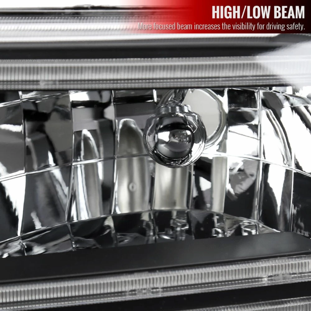 1999-2004 Ford F-250-F550 Euro OE-Style Headlights W/ Dual LED C Bar DRL - Black 3 1999-2004 Ford F-250-F550 Euro OE-Style Headlights W/ Dual LED C Bar DRL - Black - Image 3