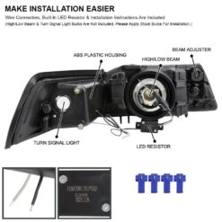 1999-2004 Ford Mustang OE Style Headlights W/ LED Tube - Chrome Housing 11 1999-2004 Ford Mustang OE Style Headlights W/ LED Tube - Chrome Housing -High-Efficiency Car Light Store 1999 2004 ford mustang oe style headlights w led tube chrome housing 90