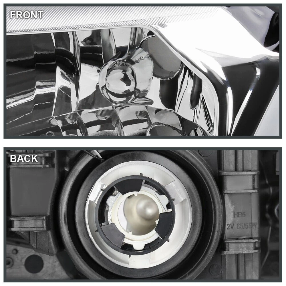 1999-2004 Ford Mustang OE Style Headlights W/ LED Tube - Chrome Housing 5 1999-2004 Ford Mustang OE Style Headlights W/ LED Tube - Chrome Housing - Image 5