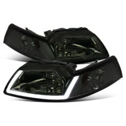 1999-2004 Ford Mustang OE Style Headlights W/ LED Tube - Smoked Housing