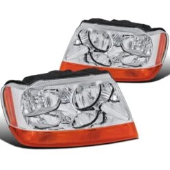 1999-2004 Jeep Grand Cherokee Clear Factory Headlights Amber