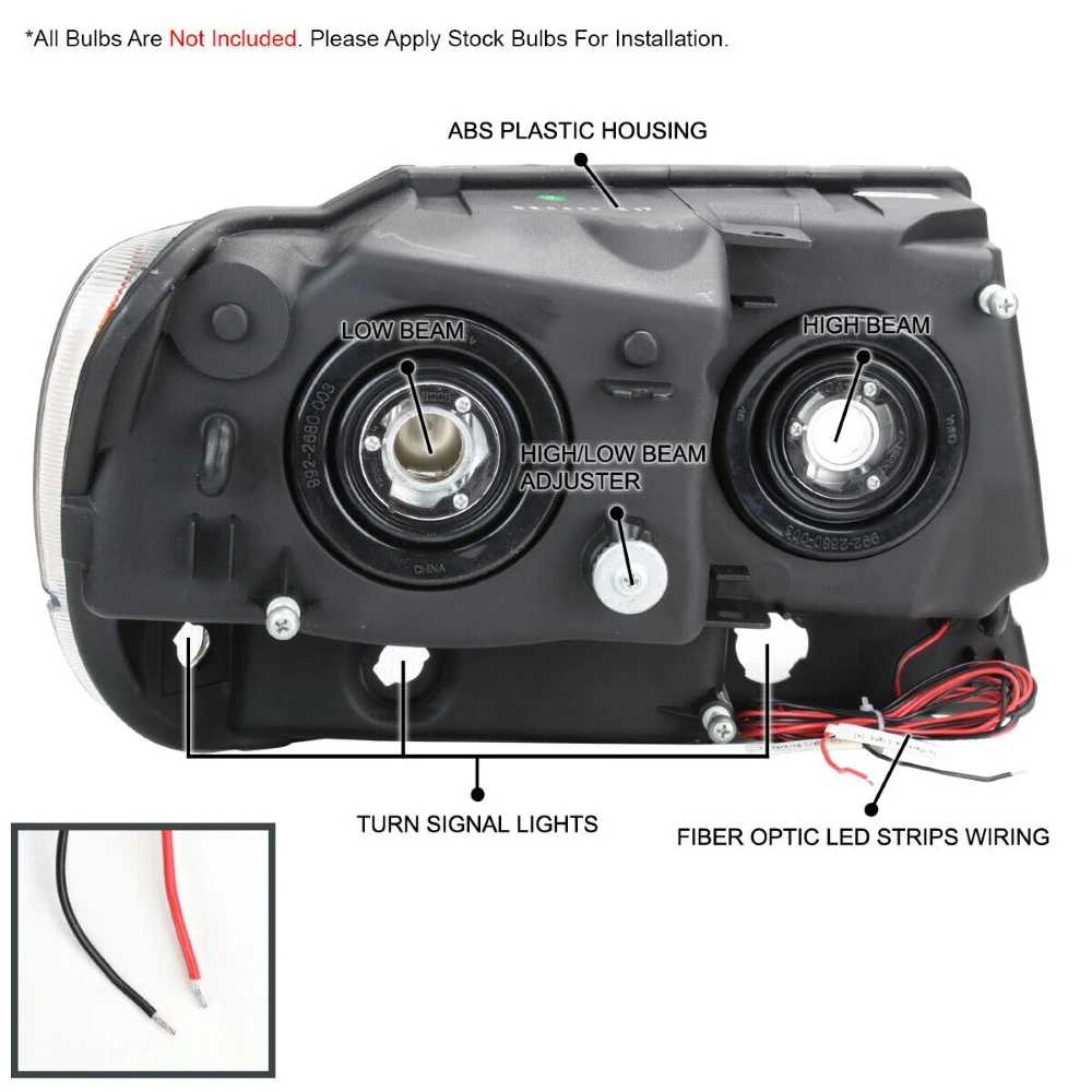 1999-2004 Jeep Grand Cherokee LED Tube Reflector Headlights - Chrome 3 1999-2004 Jeep Grand Cherokee LED Tube Reflector Headlights - Chrome - Image 3