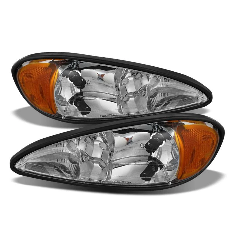 1999-2005 Pontiac Grand AM Replacement OE Style Crystal Headlights - Chrome 1 1999-2005 Pontiac Grand AM Replacement OE Style Crystal Headlights - Chrome
