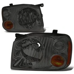 2001-2004 Nissan Frontier Factory Style Replacement Headlights - Smoked Lens / Amber