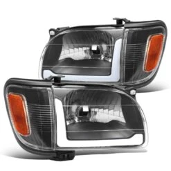 2001-2004 Toyota Tacoma OE-Style Headlights W/ LED DRL Bar & Corner Lights - Black Housing
