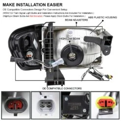 2001-2004 Toyota Tacoma OE-Style Headlights W/ LED DRL Bar & Corner Lights - Black Housing -High-Efficiency Car Light Store 2001 2004 toyota tacoma oe style headlights w led drl bar corner lights black housing 85