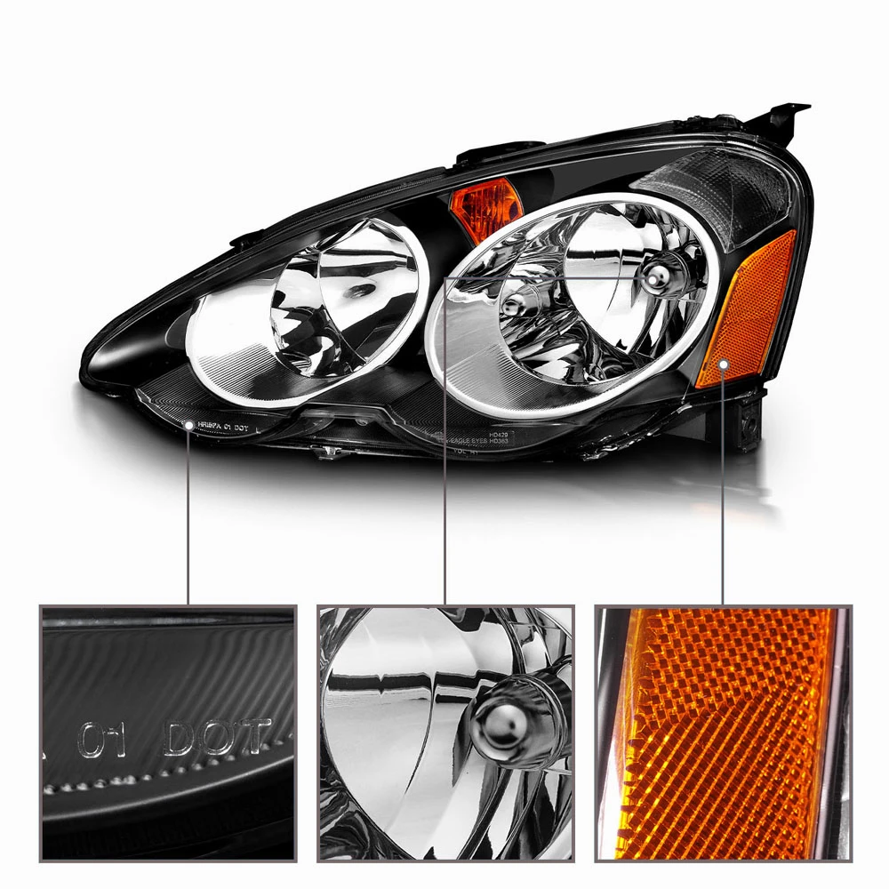 2002-2004 Acura RSX DC5 JDM Crystal Headlights Black 4 2002-2004 Acura RSX DC5 JDM Crystal Headlights Black - Image 4