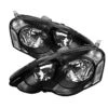 2002-2004 Acura RSX JDM Style Crystal Headlights (Clear Reflector) - Black