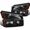 2002-2006 Chevy Avalanche 1500 2500 Pickup Matte Black Headlights