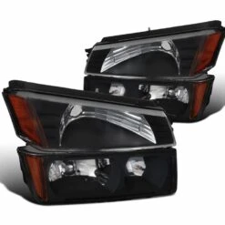2002-2006 Chevy Avalanche 1500 2500 Pickup Matte Black Headlights