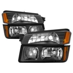2002-2006 Chevy Avalanche [w/ Body Cladding] Headlights Set - Black
