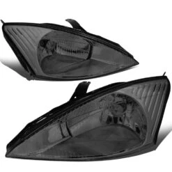 2003-2004 Ford Focus OE-Style Headlights - Smoked Chrome Housing Clear Reflector