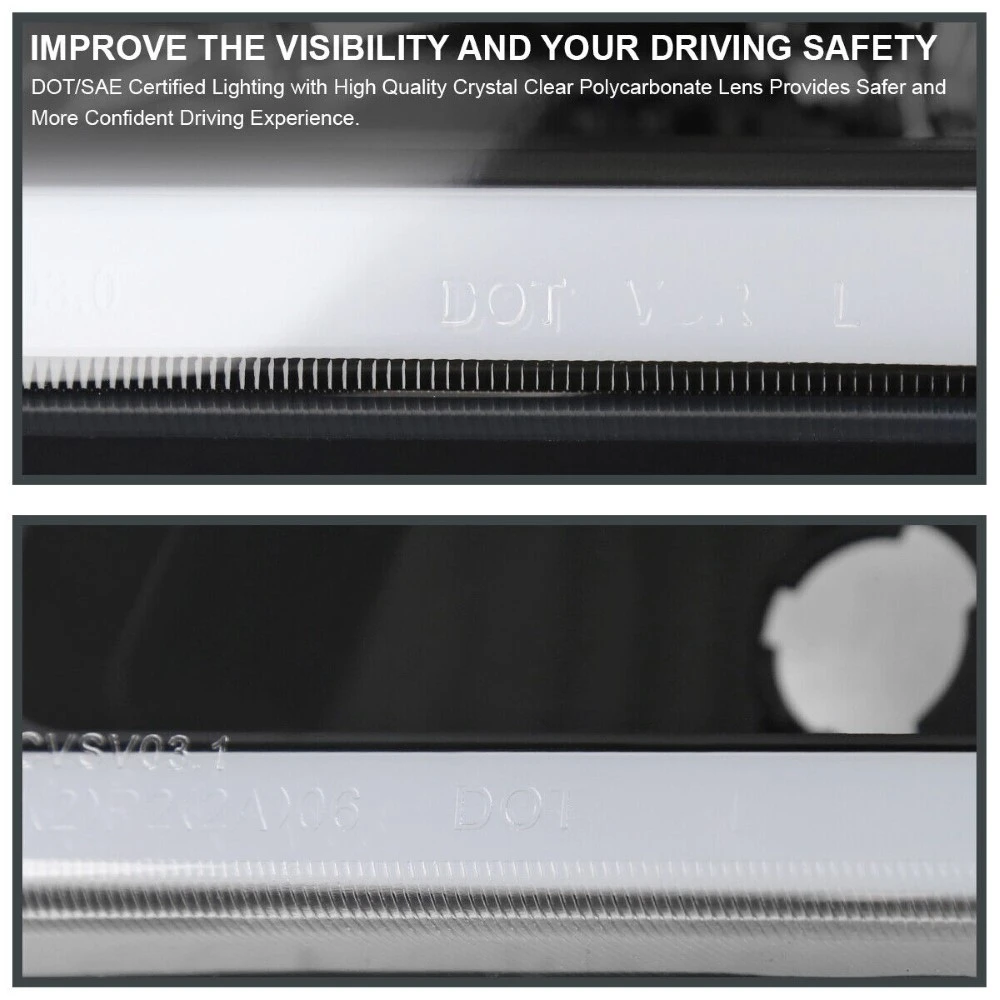 2003-2007 Chevy Silverado/Avalanche LED Bar Reflector Headlights - Black Housing 9 2003-2007 Chevy Silverado/Avalanche LED Bar Reflector Headlights - Black Housing - Image 9