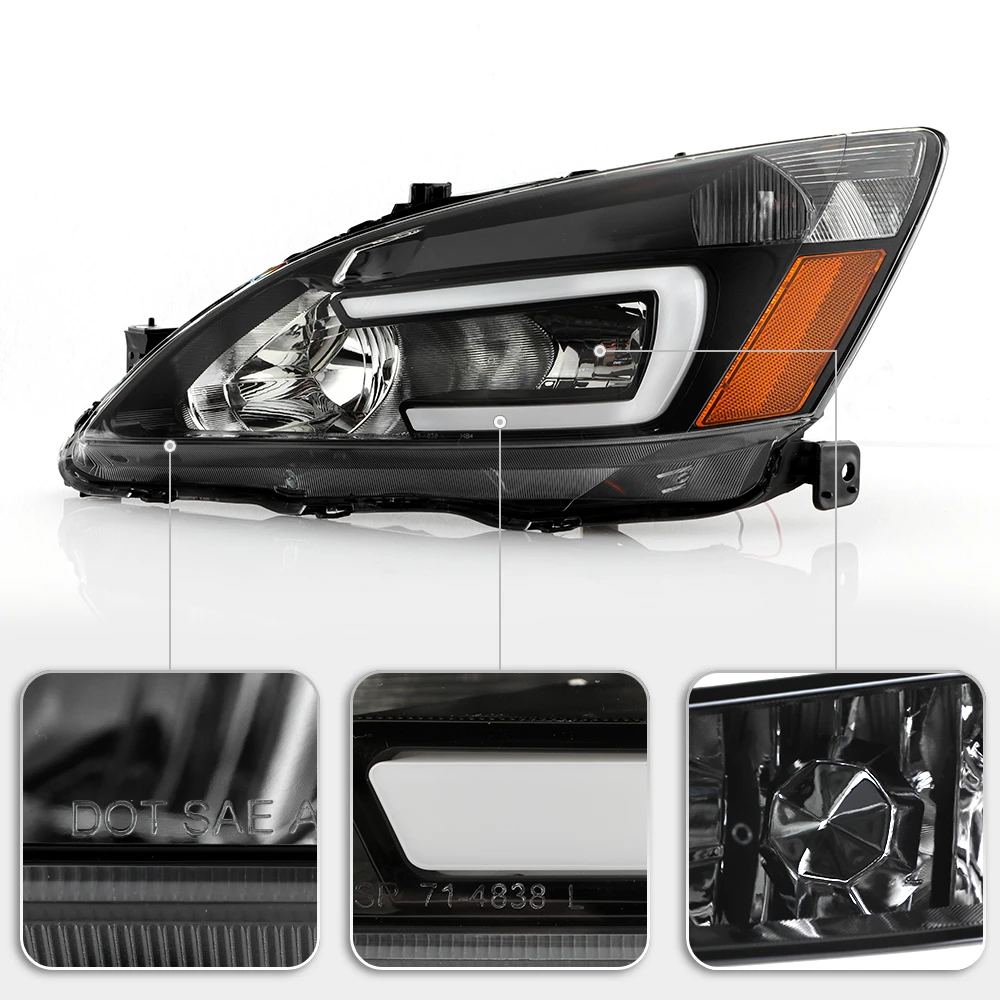 2003-2007 Honda Accord Optic-Style LED Tube Headlights - Black 4 2003-2007 Honda Accord Optic-Style LED Tube Headlights - Black - Image 4